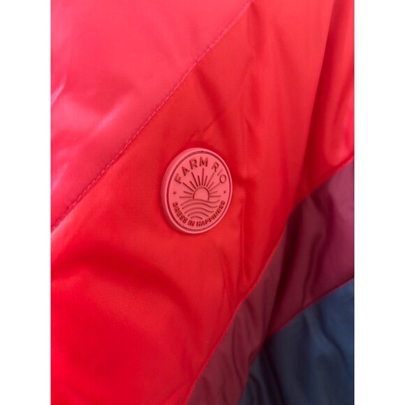 FARM Rio Cerrado Sky Reversible Puffer Jacket Black & White Rainbow Size S - Picture 3 of 16